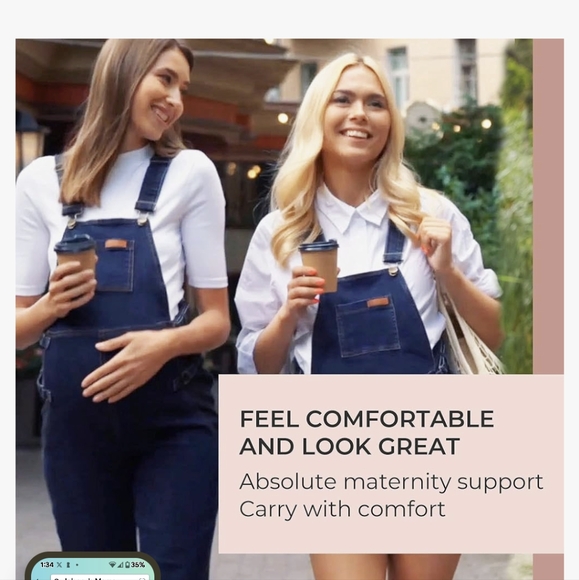 Johnny Mama Maternity overalls.Indigo blue. Size Medium maternity - Picture 6 of 10